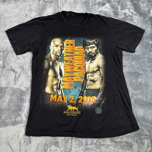 Floyd Mayweather vs Manny Pacquiao 2015 Fight T-Shirt Black Boxing MGM Size Med